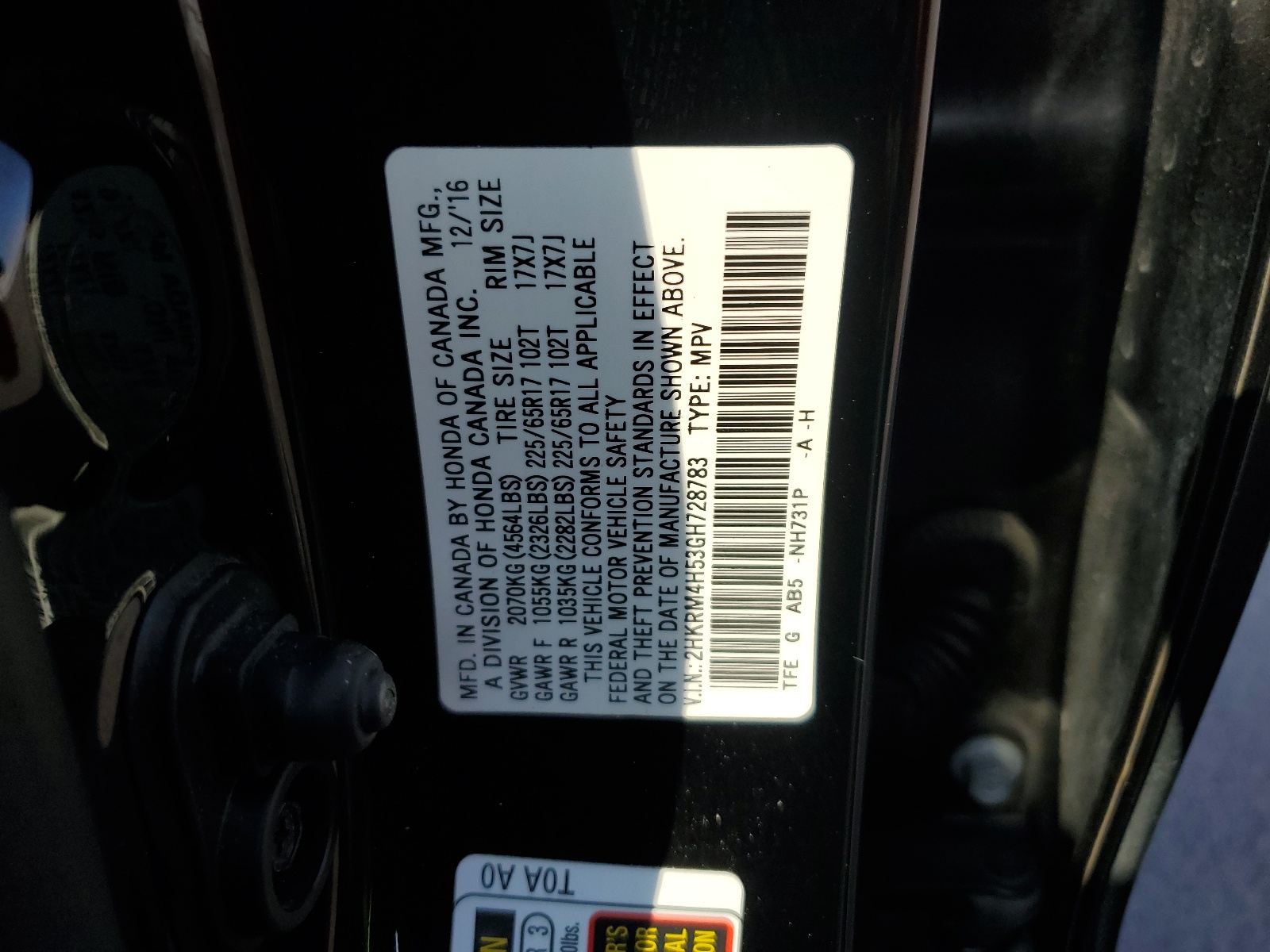 2HKRM4H53GH728783 2016 Honda Cr-V Ex