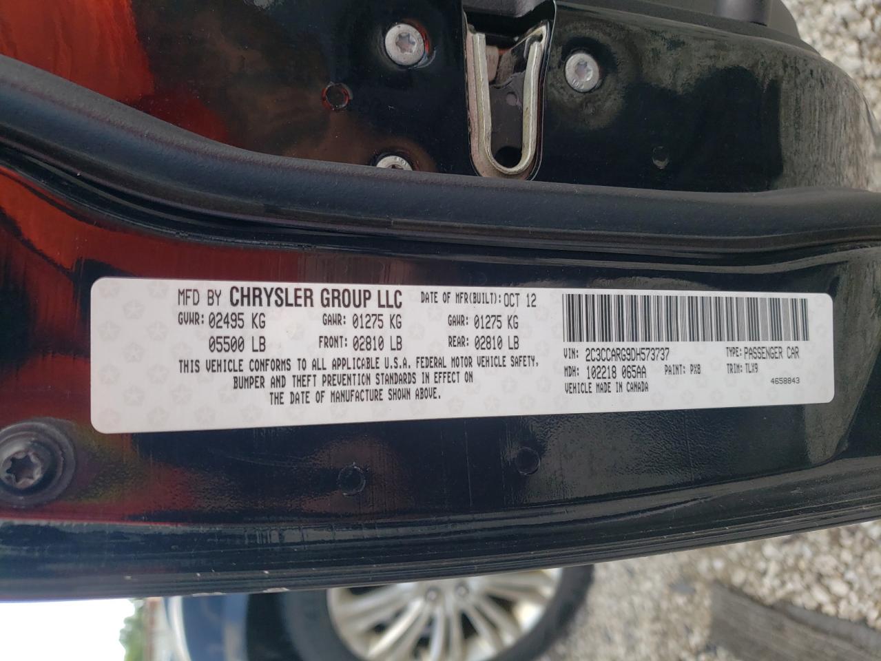 2013 Chrysler 300 VIN: 2C3CCARG9DH573737 Lot: 67560584