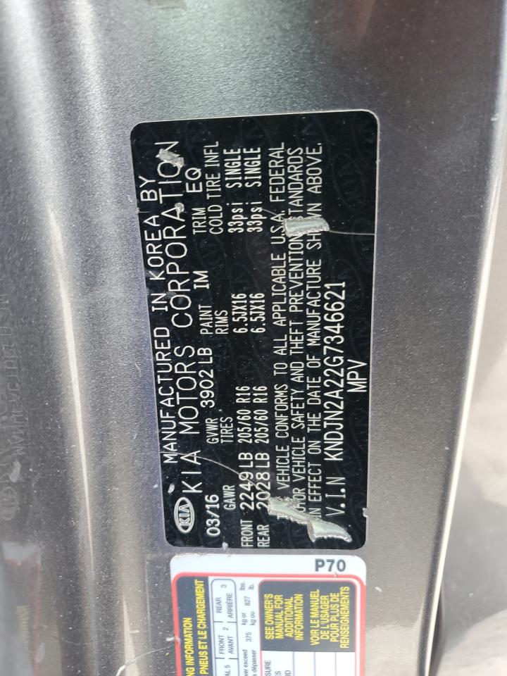 2016 Kia Soul VIN: KNDJN2A22G7346621 Lot: 67455024