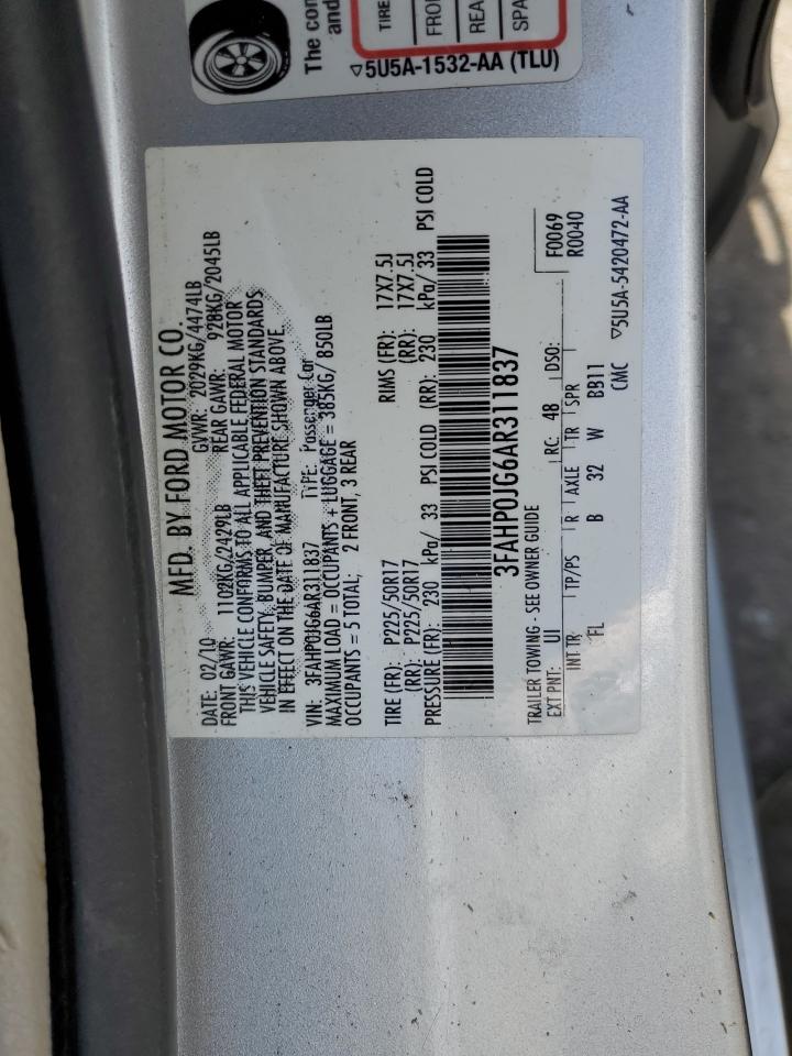 3FAHP0JG6AR311837 2010 Ford Fusion Sel