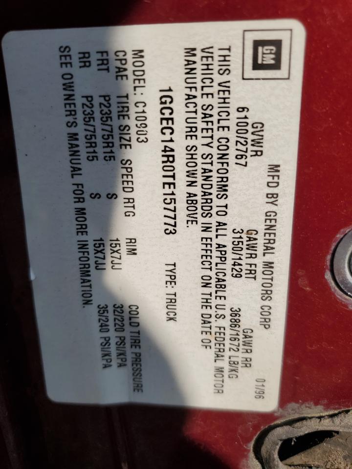 1996 Chevrolet Gmt-400 C1500 VIN: 1GCEC14R0TE157773 Lot: 68113474