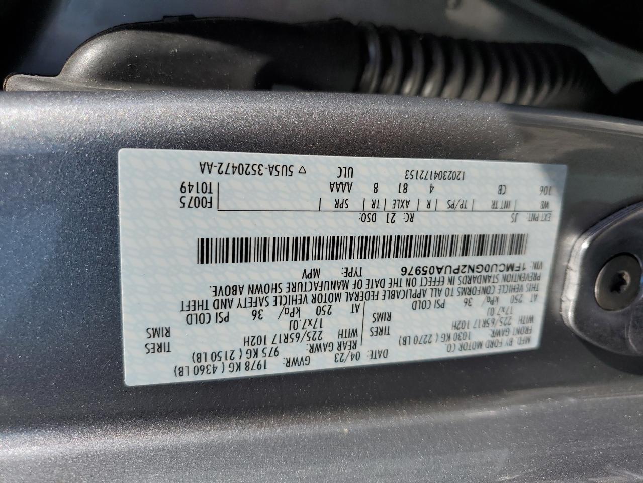 1FMCU0GN2PUA05976 2023 Ford Escape Active