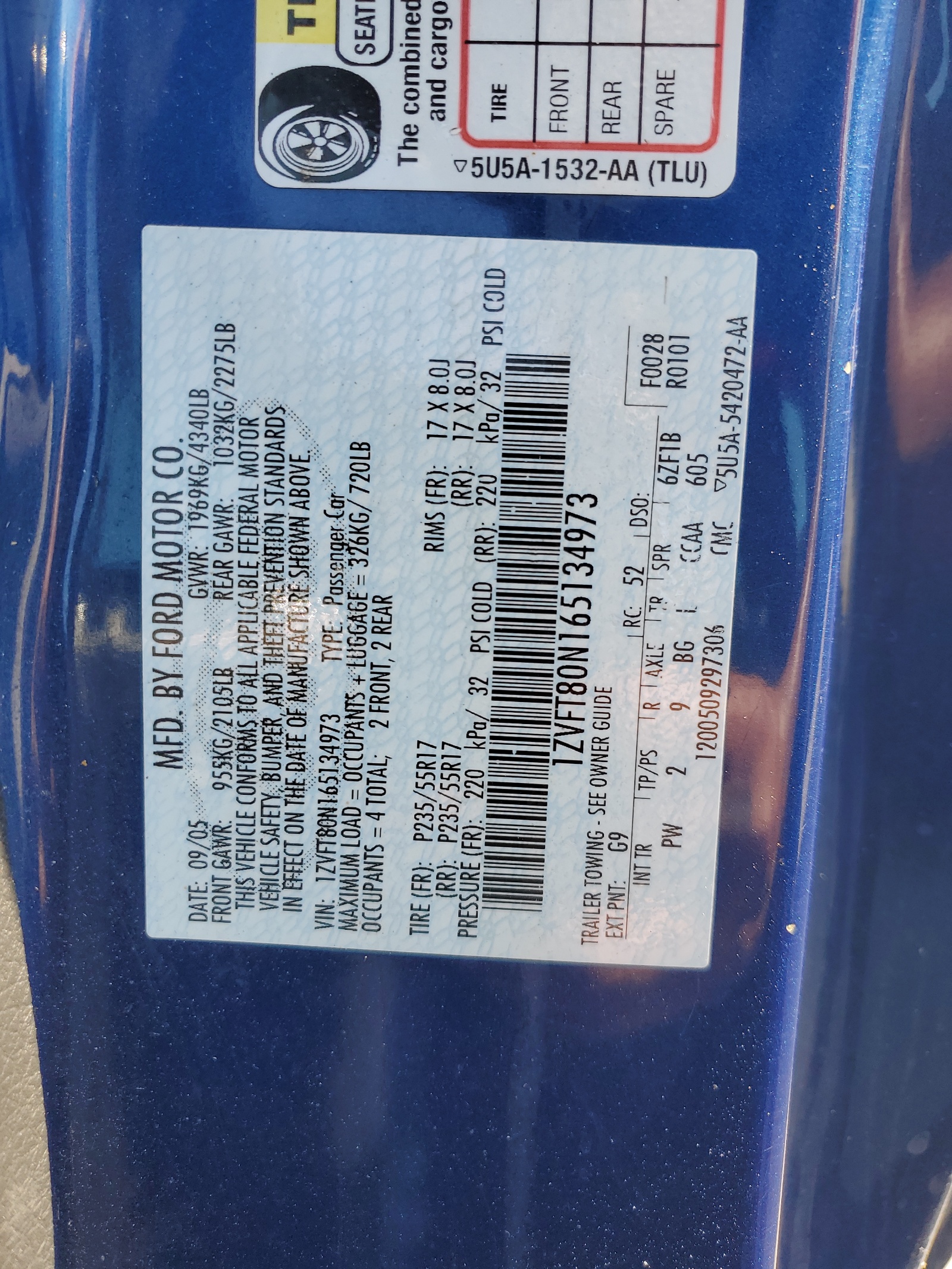 1ZVFT80N165134973 2006 Ford Mustang