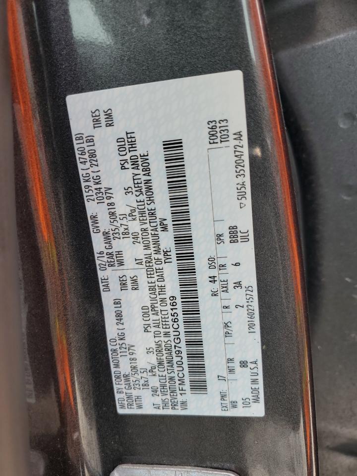 2016 Ford Escape Titanium VIN: 1FMCU0J97GUC65169 Lot: 65005874