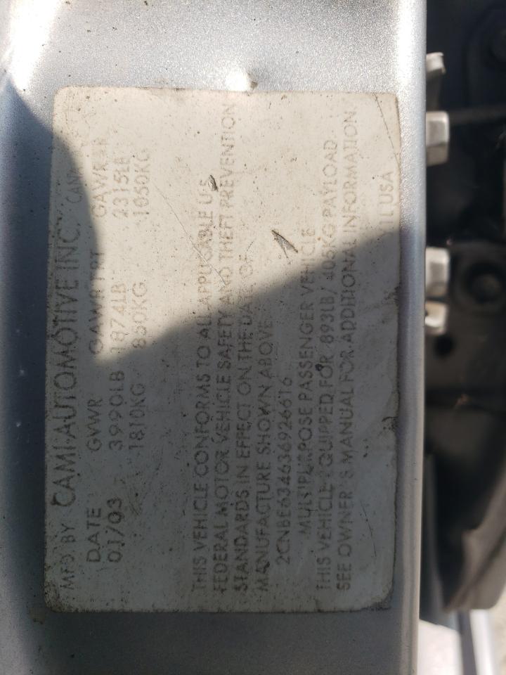 2003 Chevrolet Tracker Lt VIN: 2CNBE634636926616 Lot: 65068074