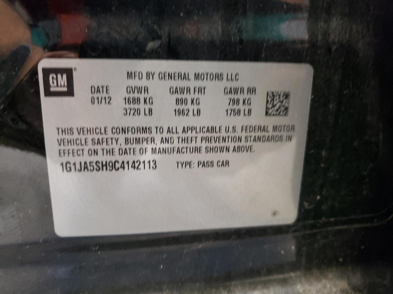 2012 Chevrolet Sonic Ls VIN: 1G1JA5SH9C4142113 Lot: 68485714