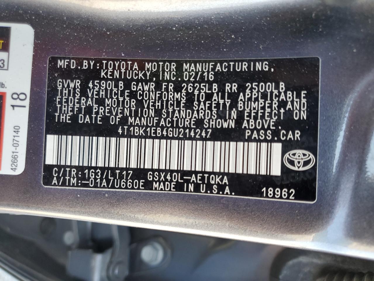 4T1BK1EB4GU214247 2016 TOYOTA AVALON - Image 15