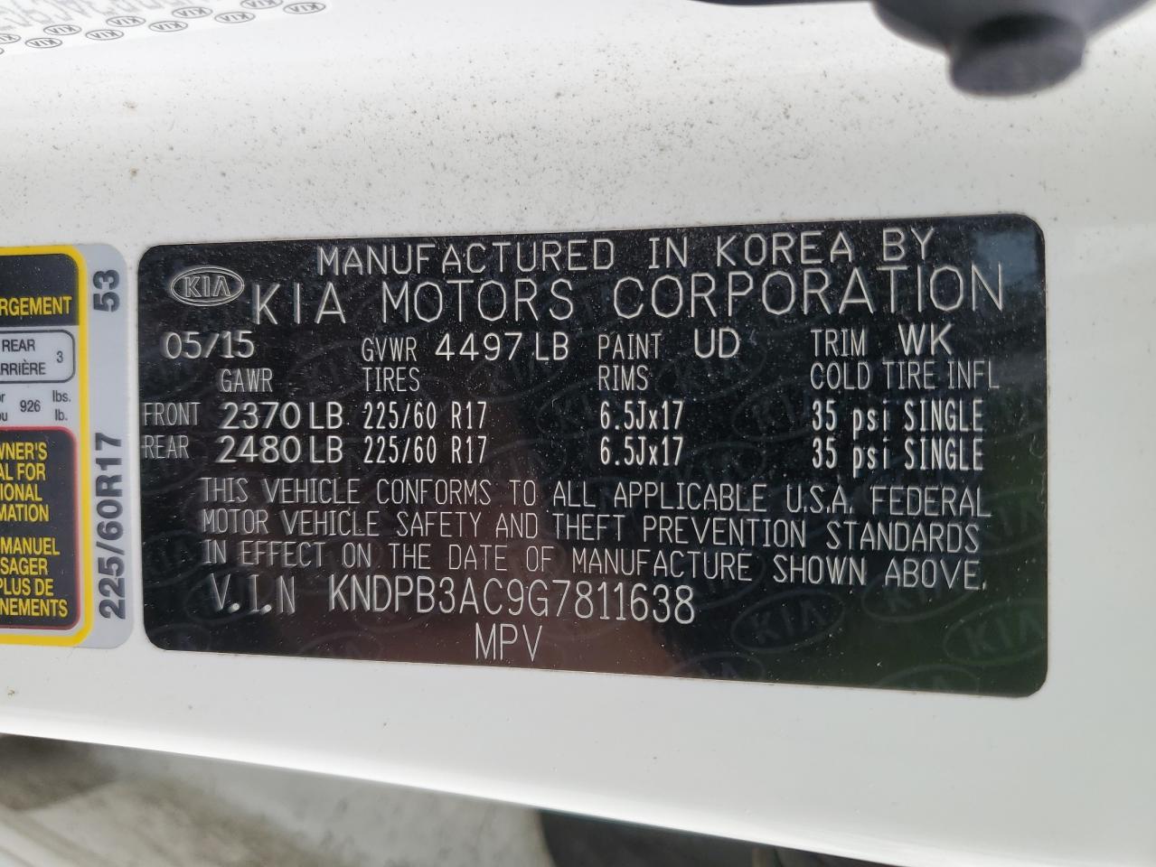 KNDPB3AC9G7811638 2016 Kia Sportage Lx