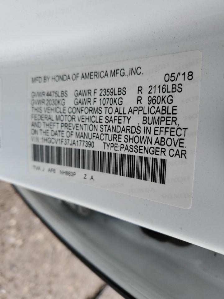 1HGCV1F37JA177390 2018 HONDA ACCORD - Image 12