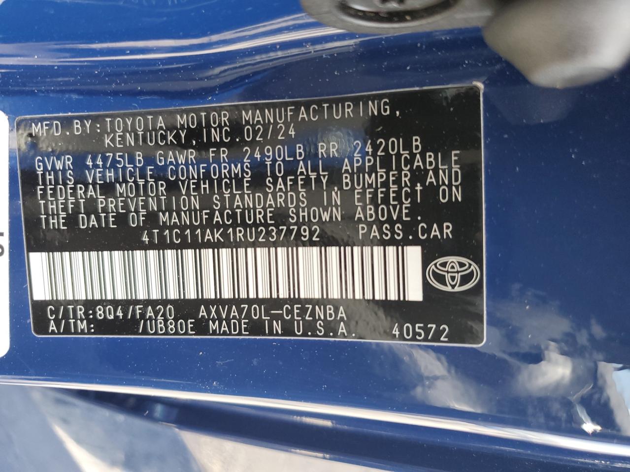 4T1C11AK1RU237792 2024 TOYOTA CAMRY - Image 12