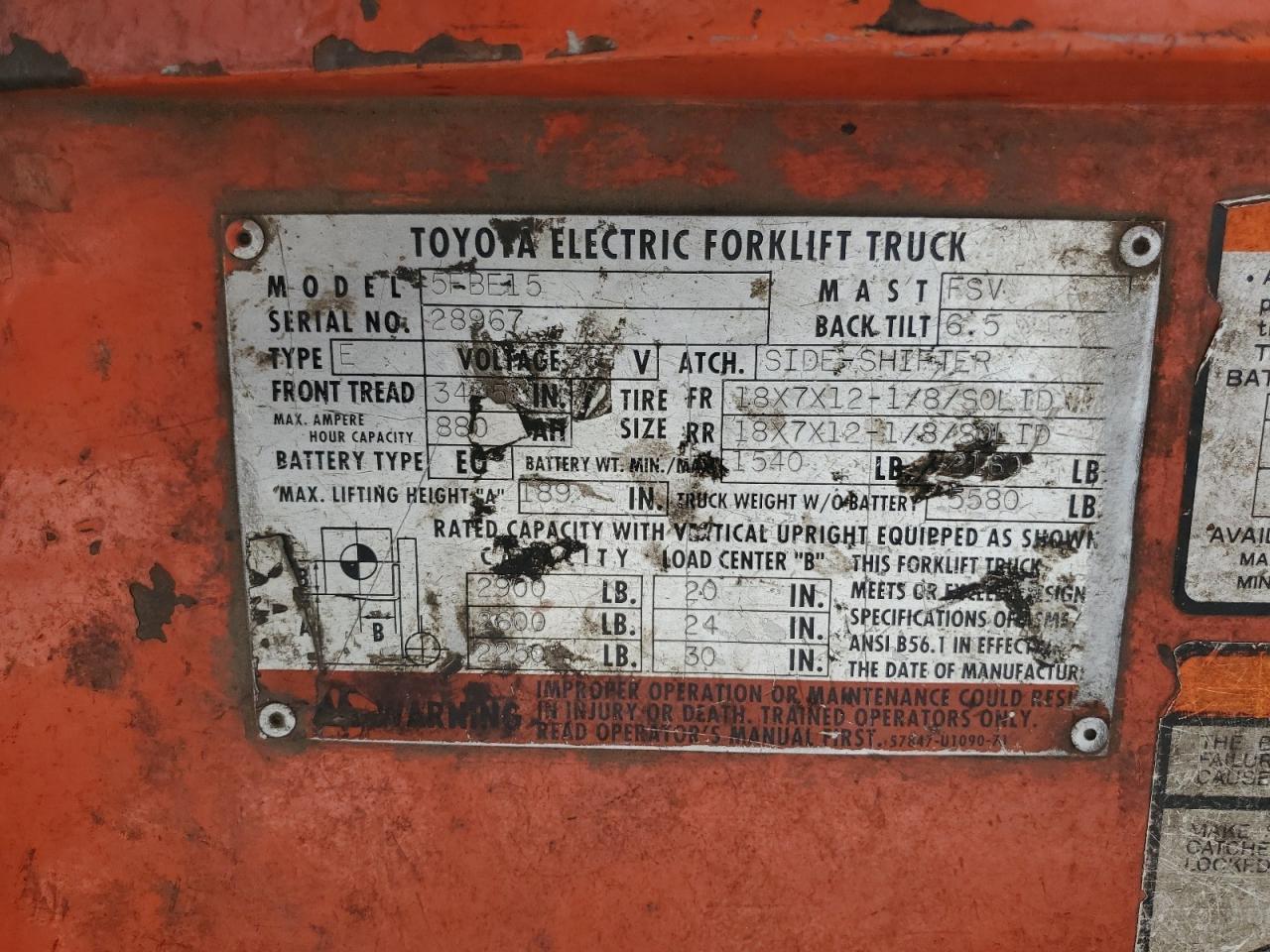 SN28967F0RKL1FT 2007 Toyota Fork Lift