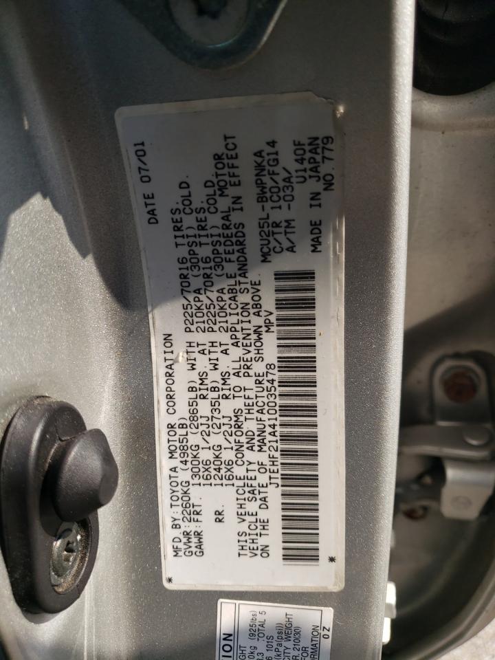 JTEHF21A410035478 2001 Toyota Highlander