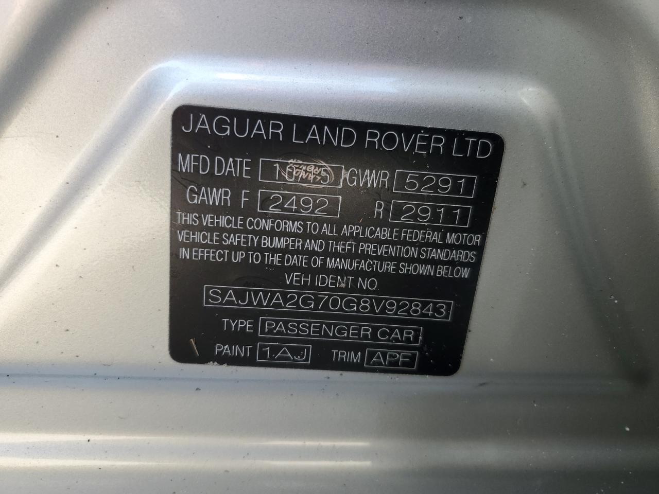 2016 Jaguar Xjl Portfolio VIN: SAJWA2G70G8V92843 Lot: 66069384