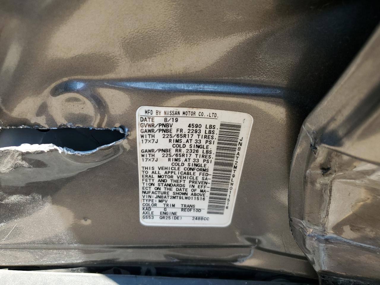 JN8AT2MT9LW011516 2020 NISSAN ROGUE - Image 13