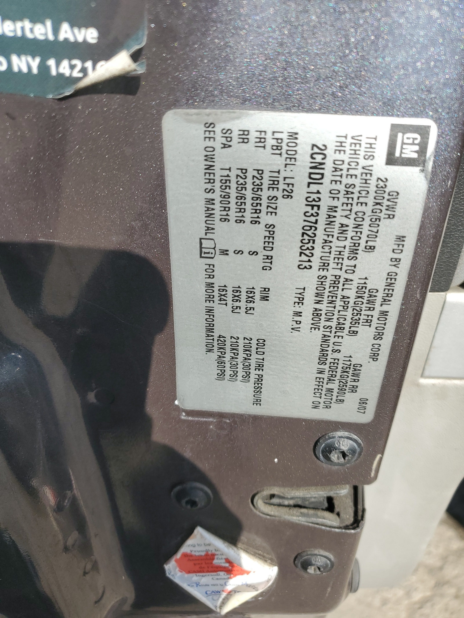 2CNDL13F376253213 2007 Chevrolet Equinox Ls