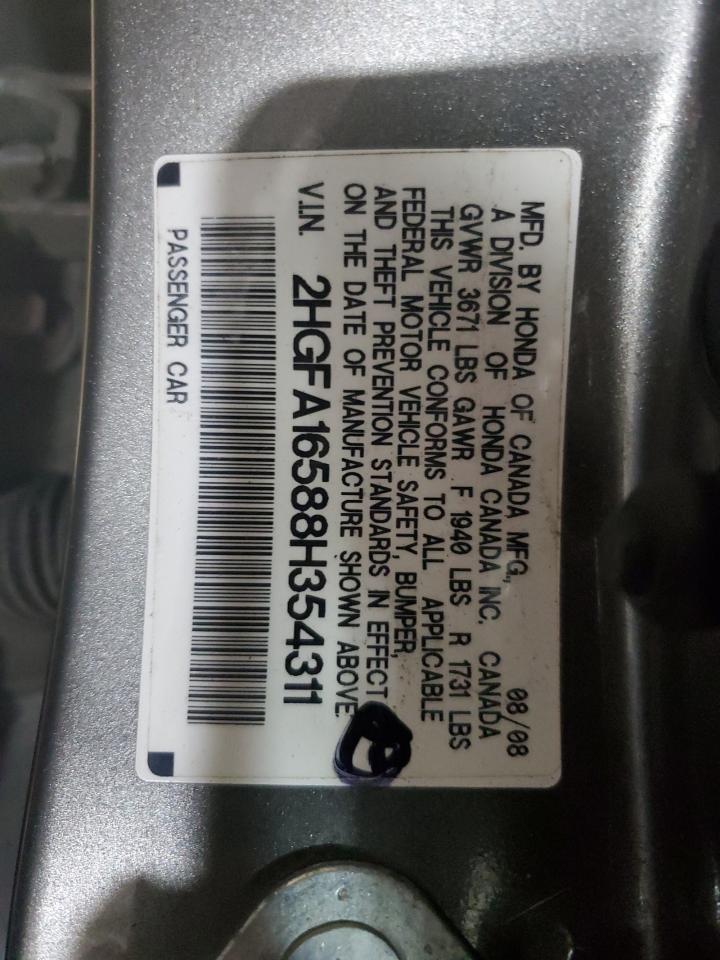 2008 Honda Civic Lx VIN: 2HGFA16588H354311 Lot: 68710864