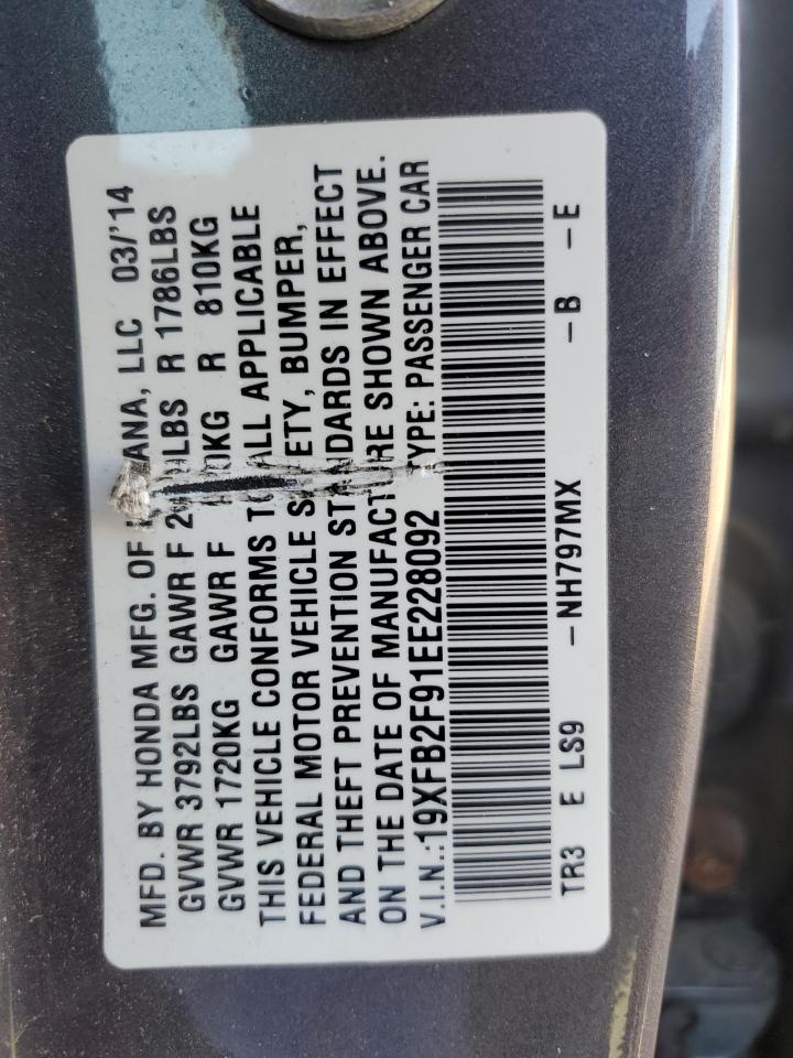 19XFB2F91EE228092 2014 Honda Civic Exl