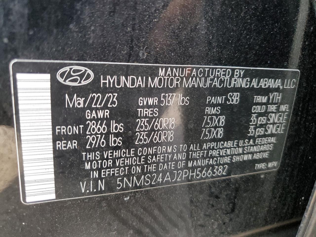 2023 Hyundai Santa Fe Sel VIN: 5NMS24AJ2PH566382 Lot: 66542224