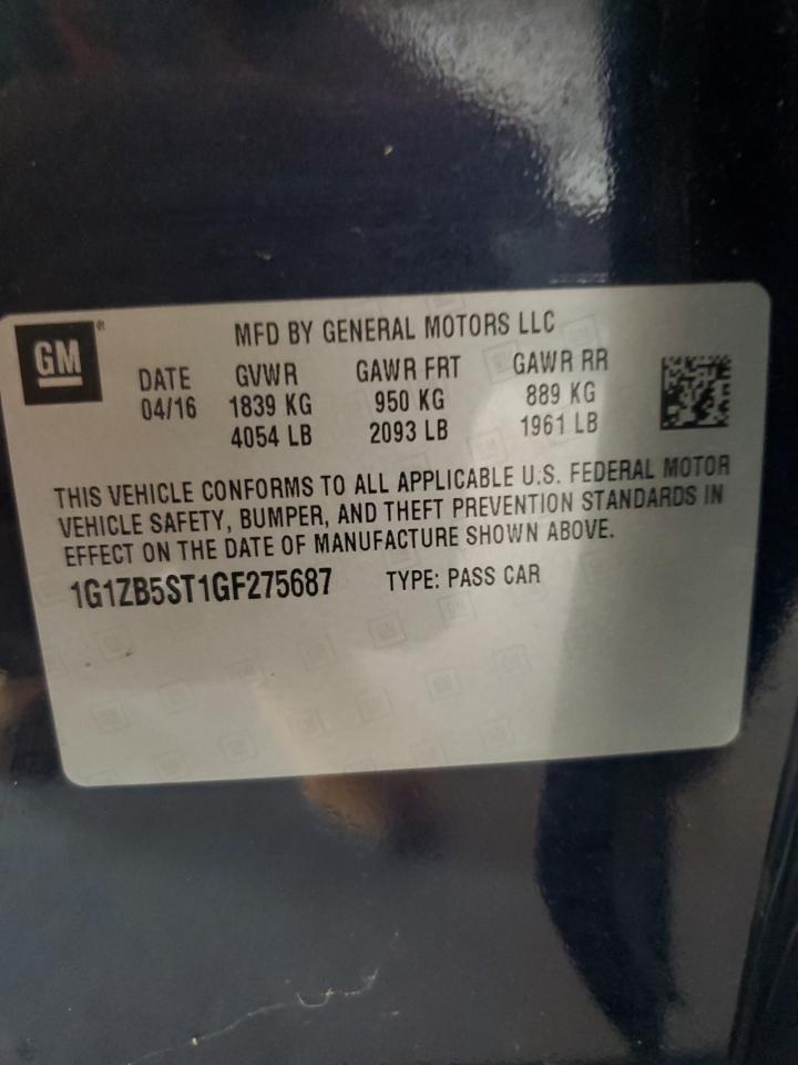 2016 Chevrolet Malibu Ls VIN: 1G1ZB5ST1GF275687 Lot: 65599524