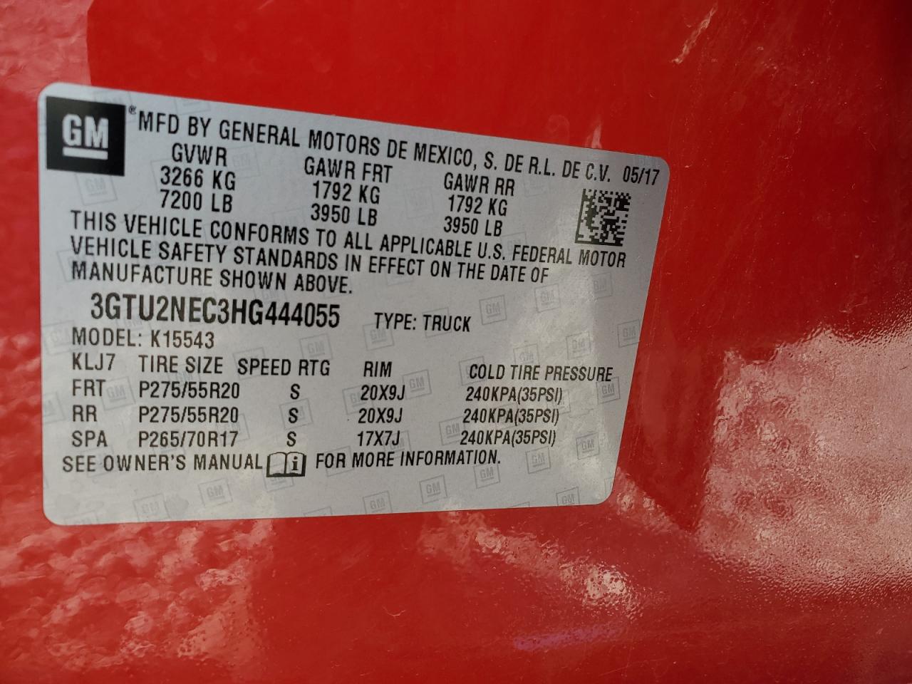 3GTU2NEC3HG444055 2017 GMC Sierra K1500 Slt