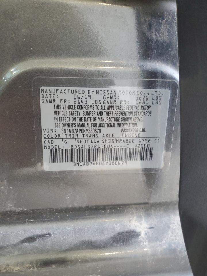 3N1AB7AP0KY380679 2019 Nissan Sentra S