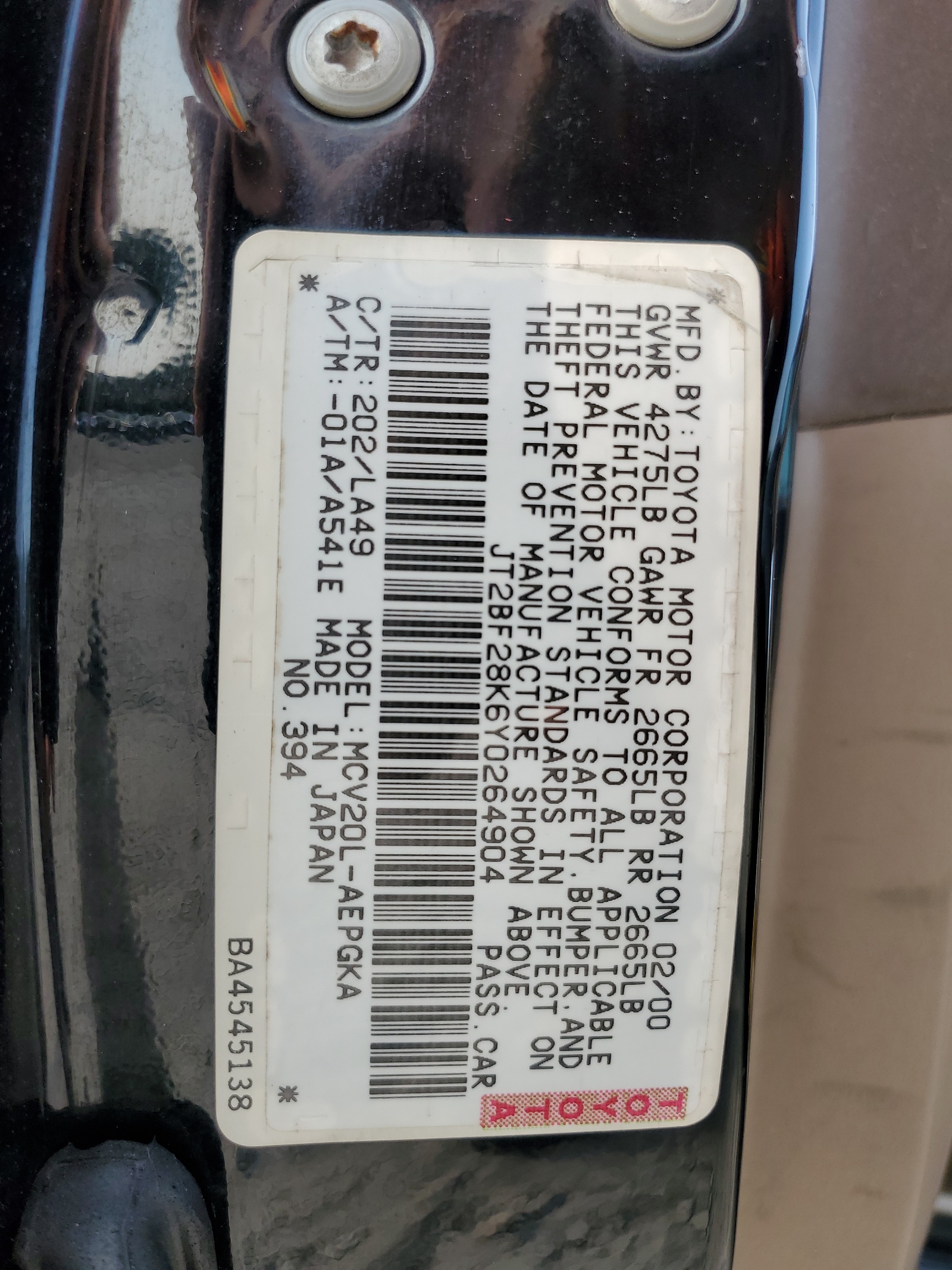 JT2BF28K6Y0264904 2000 Toyota Camry Le