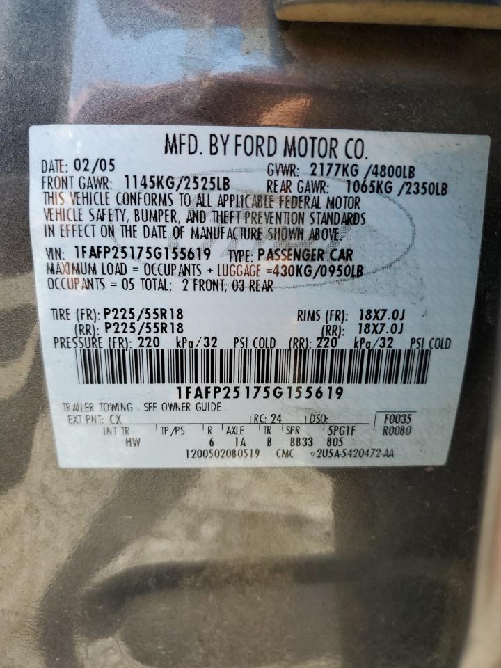 1FAFP25175G155619 2005 Ford Five Hundred Limited