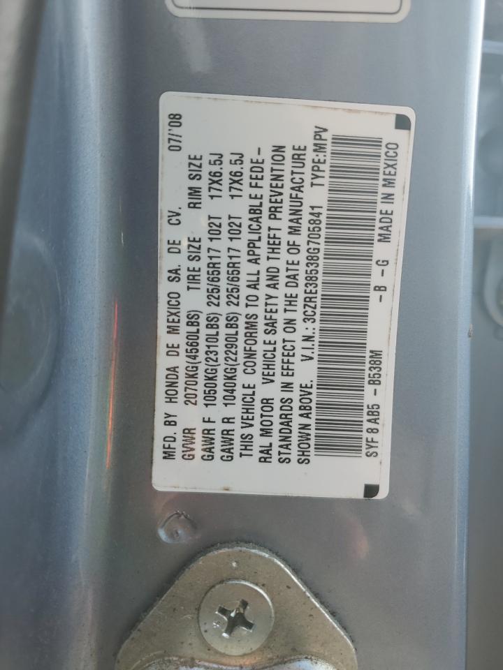 2008 Honda Cr-V Ex VIN: 3CZRE38538G705841 Lot: 67689034