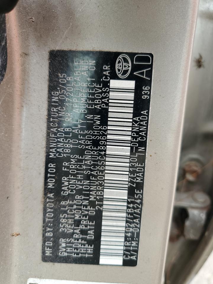 2005 Toyota Corolla Ce VIN: 2T1BR30E65C489626 Lot: 67675224