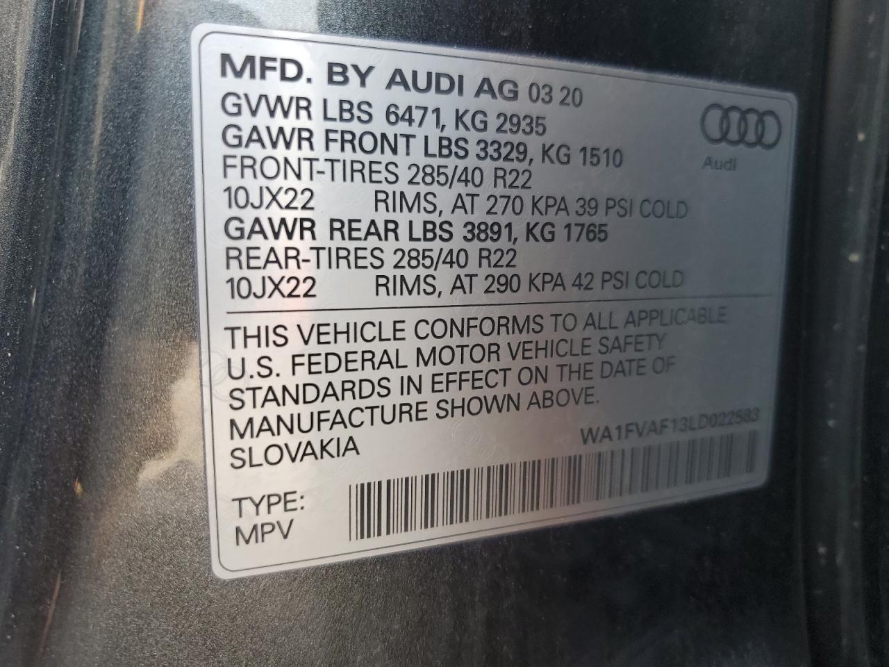 WA1FVAF13LD022583 Audi Q8 PRESTIG 12