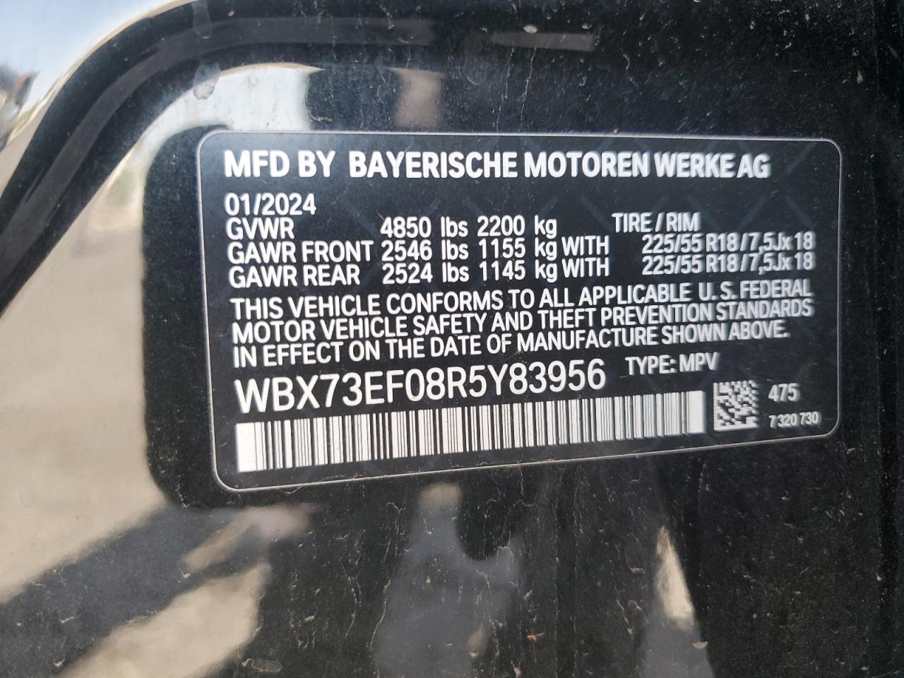 2024 BMW X1 xDrive28I VIN: WBX73EF08R5Y83956 Lot: 66958064