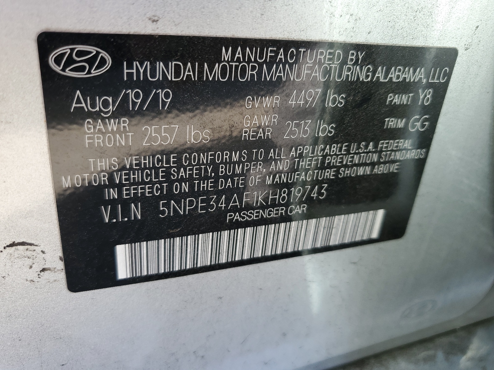 5NPE34AF1KH819743 2019 Hyundai Sonata Limited