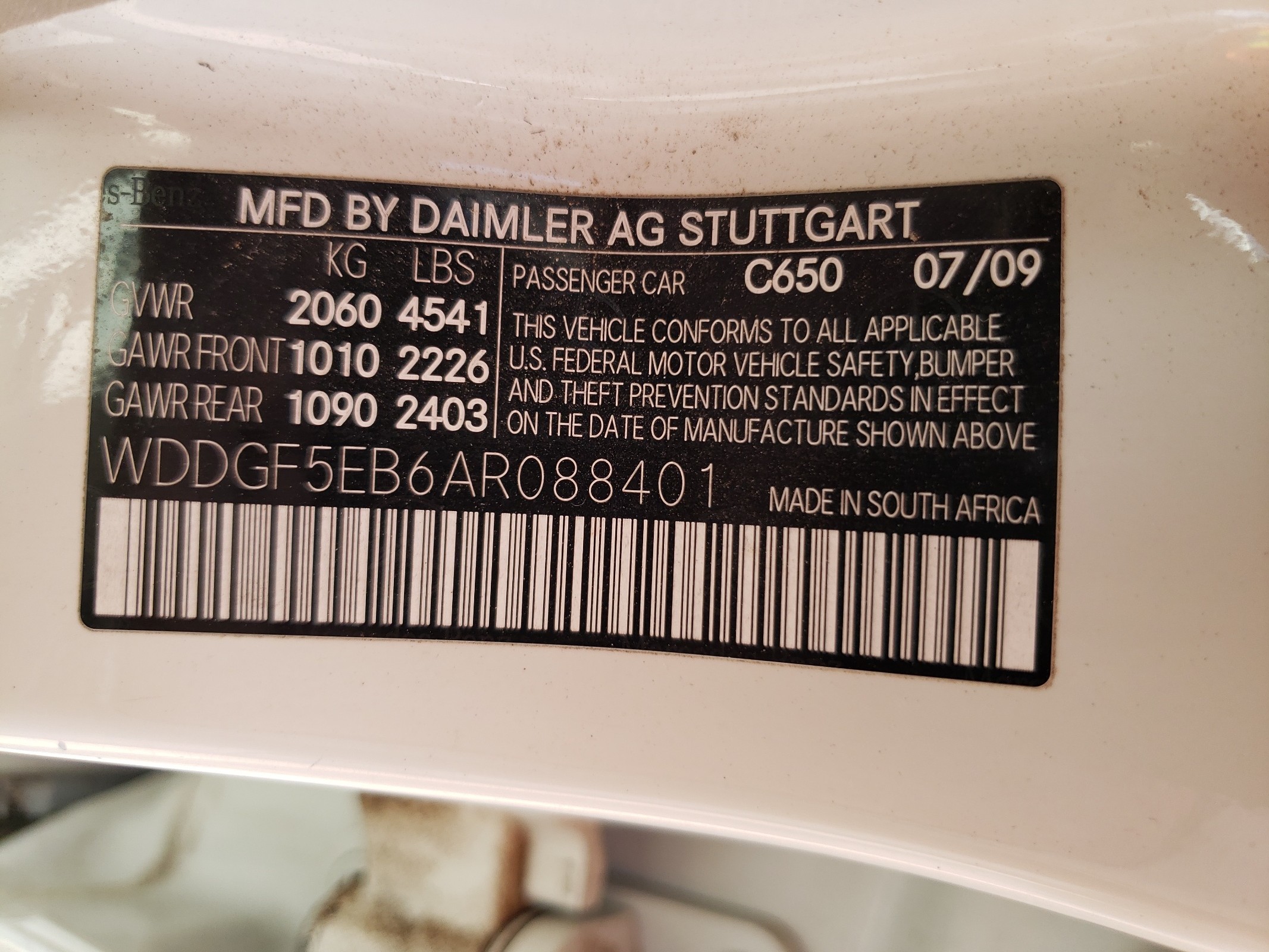 WDDGF5EB6AR088401 2010 Mercedes-Benz C 300