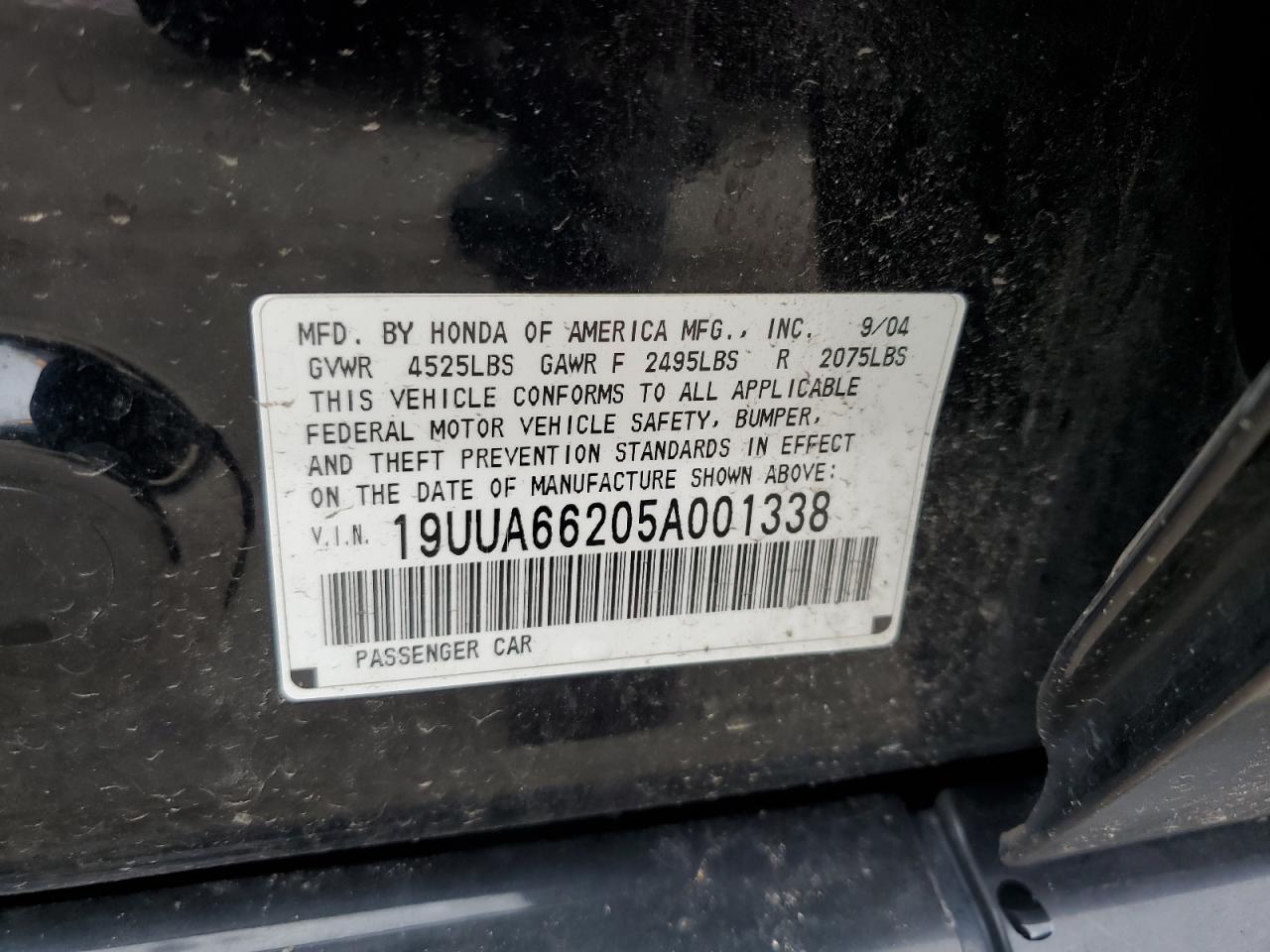 19UUA66205A001338 2005 Acura Tl