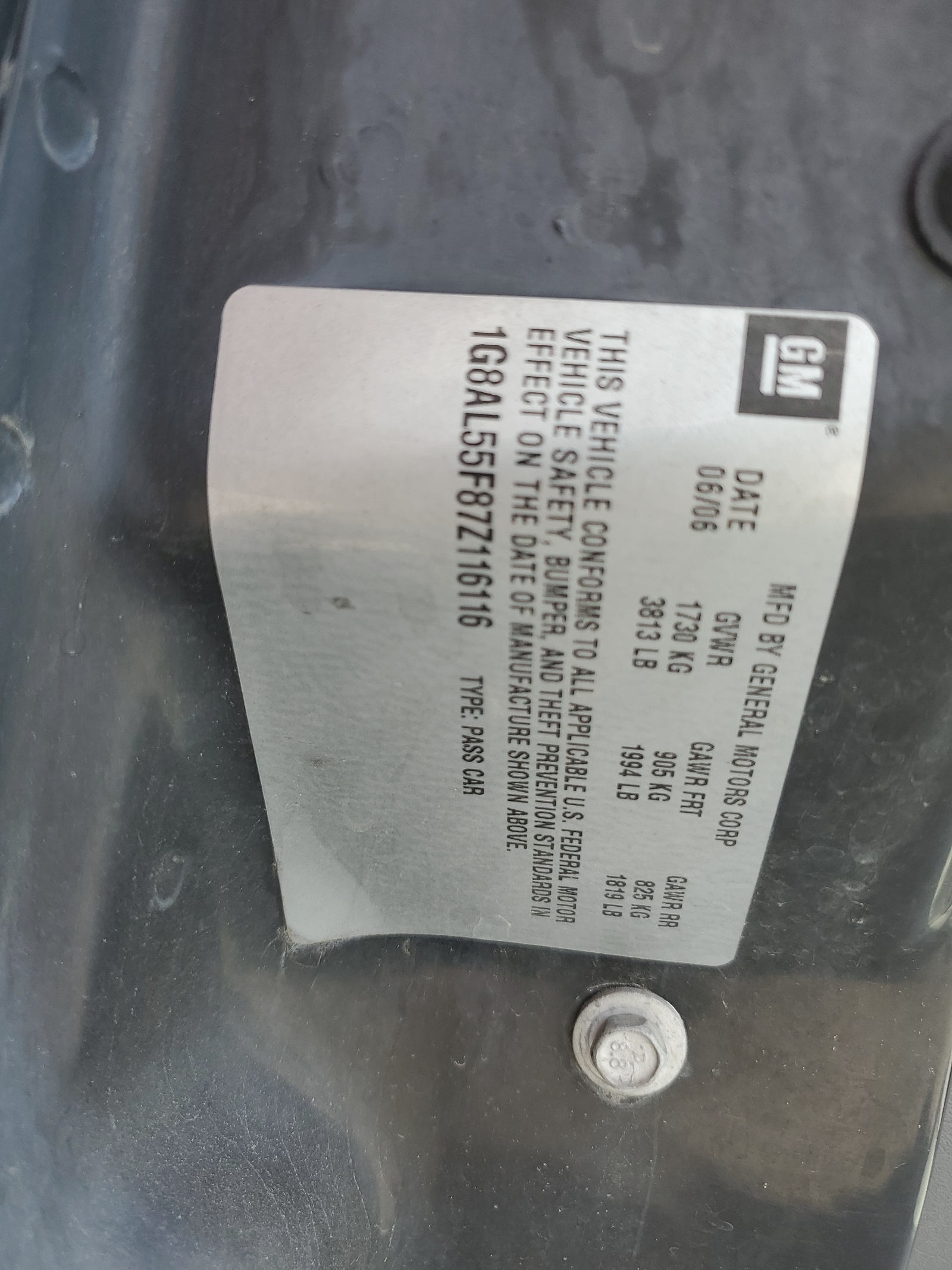 1G8AL55F87Z116116 2007 Saturn Ion Level 3