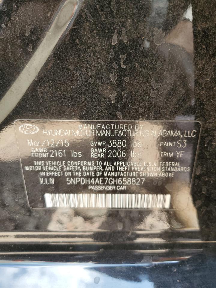 2016 Hyundai Elantra Se VIN: 5NPDH4AE7GH658827 Lot: 67287934