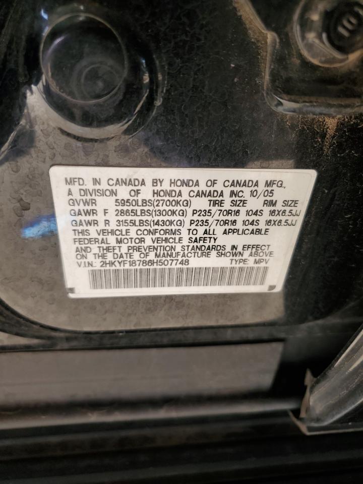 2006 Honda Pilot Ex VIN: 2HKYF18786H507748 Lot: 67084534