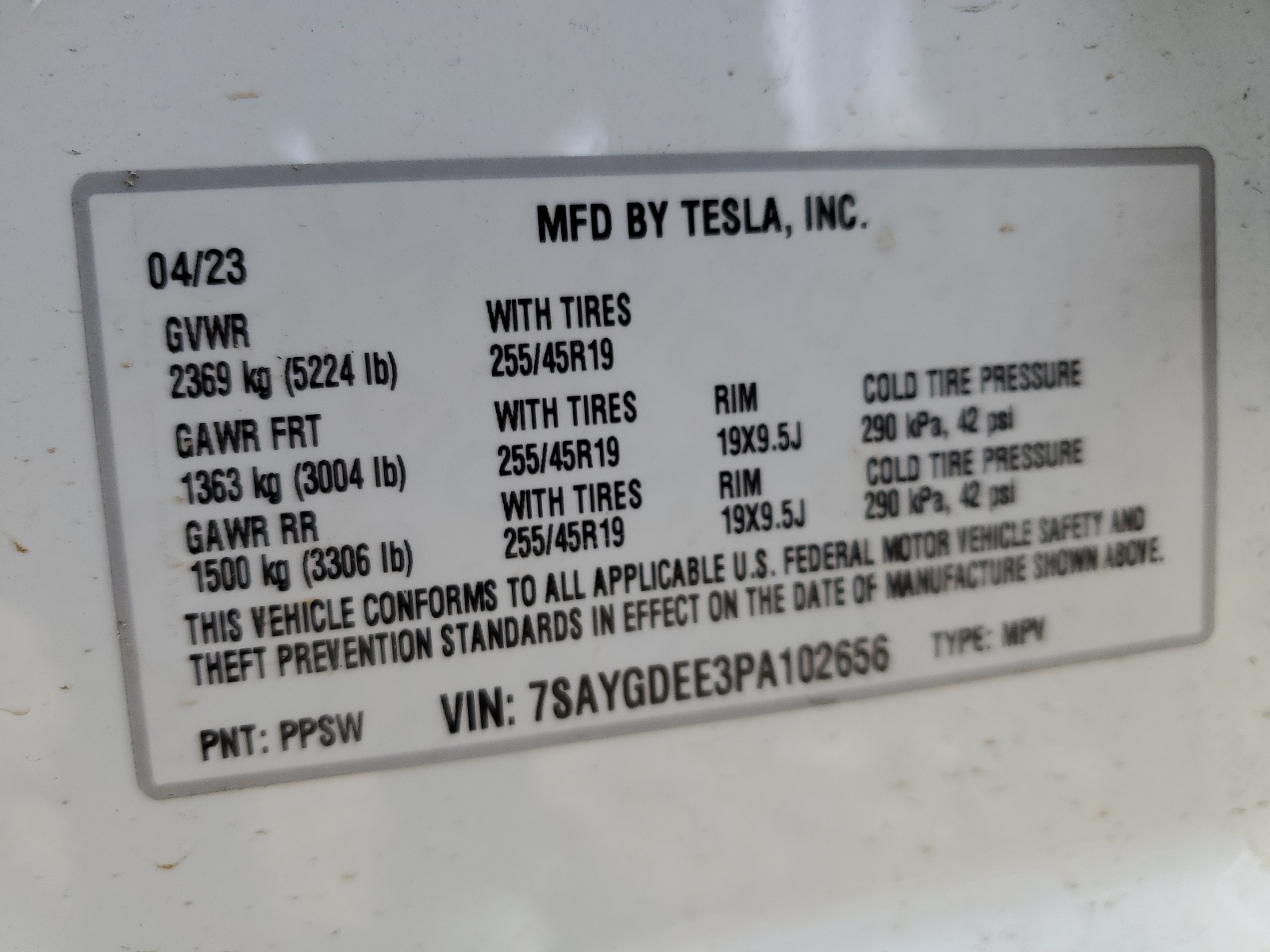 7SAYGDEE3PA102656 2023 Tesla Model Y