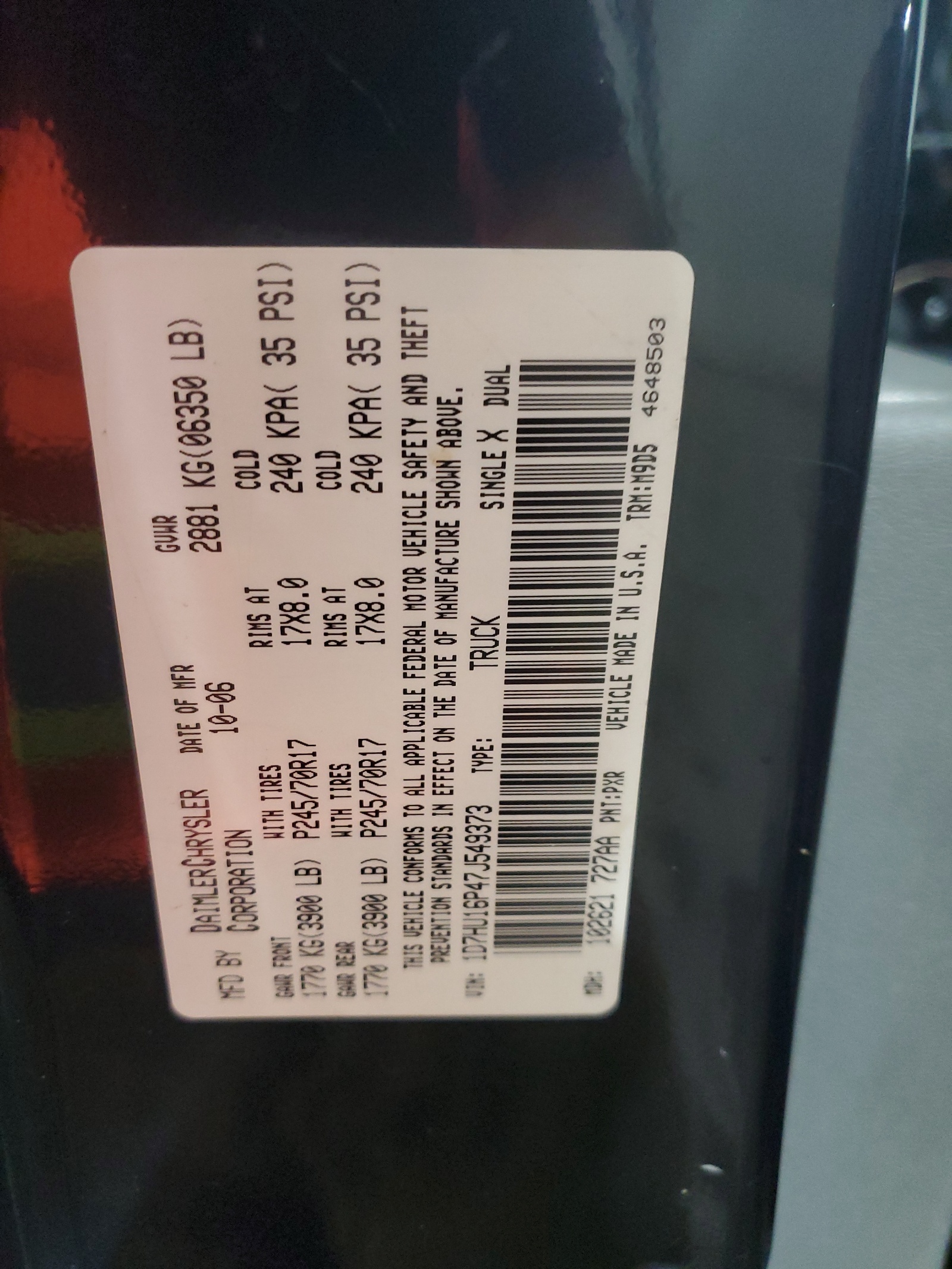 1D7HU16P47J549373 2007 Dodge Ram 1500 St