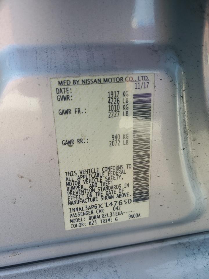 2018 Nissan Altima 2.5 VIN: 1N4AL3AP6JC147650 Lot: 68852524