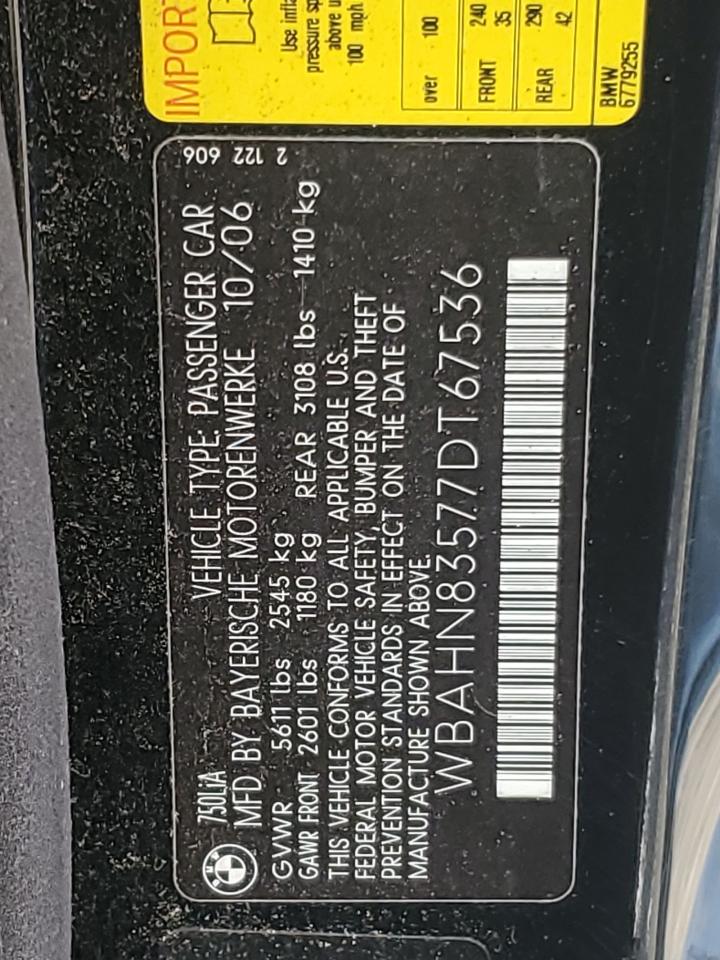 WBAHN83577DT67536 2007 BMW 750