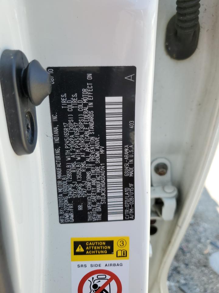 2010 Toyota Highlander Se VIN: 5TDJK3EH0AS040141 Lot: 65633294