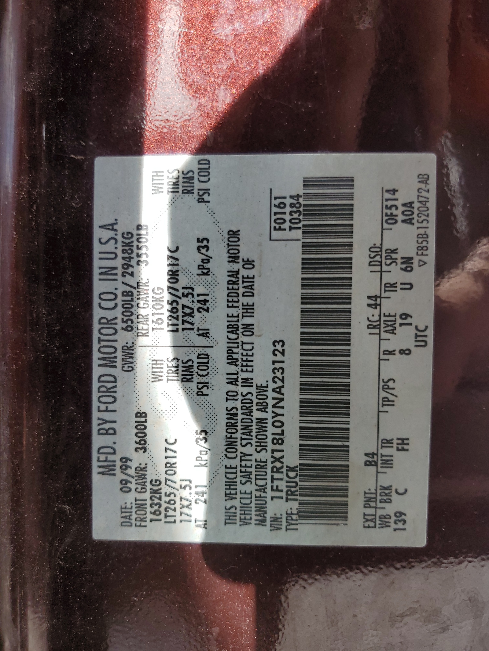 1FTRX18L0YNA23123 2000 Ford F150