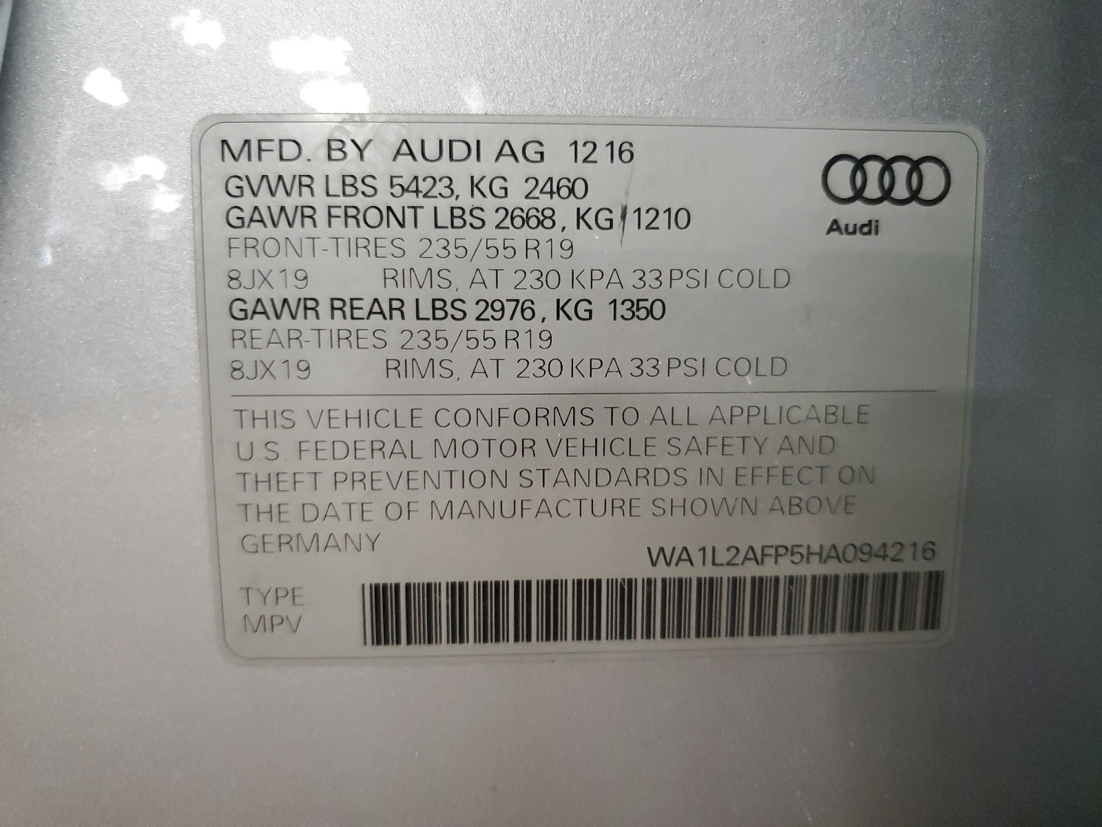 WA1L2AFP5HA094216 2017 Audi Q5 Premium Plus