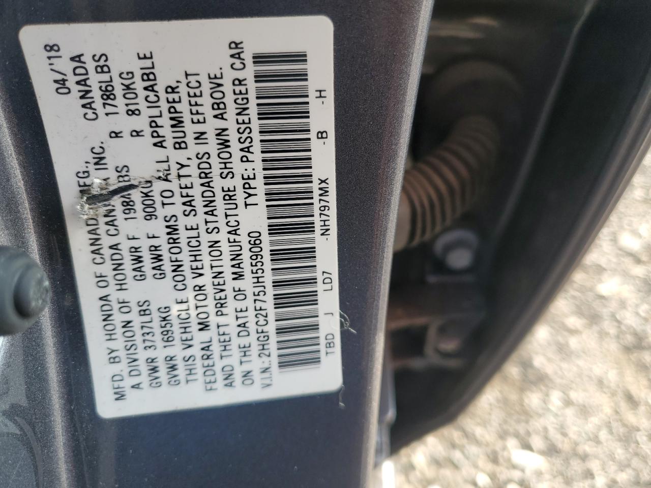 2HGFC2F75JH559060 2018 HONDA CIVIC - Image 12