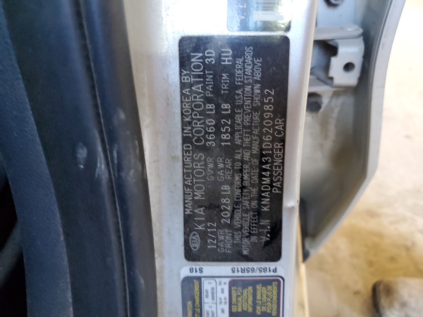 KNADM4A31D6209852 2013 Kia Rio Lx