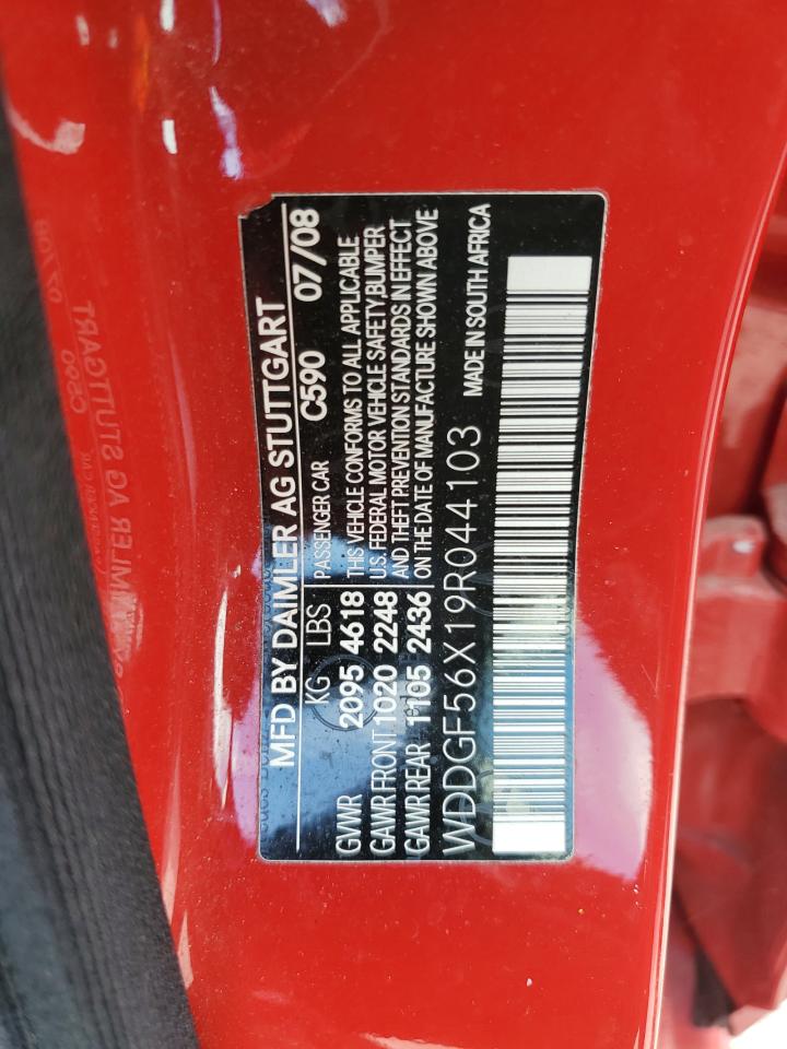 2009 Mercedes-Benz C 350 VIN: WDDGF56X19R044103 Lot: 66330814