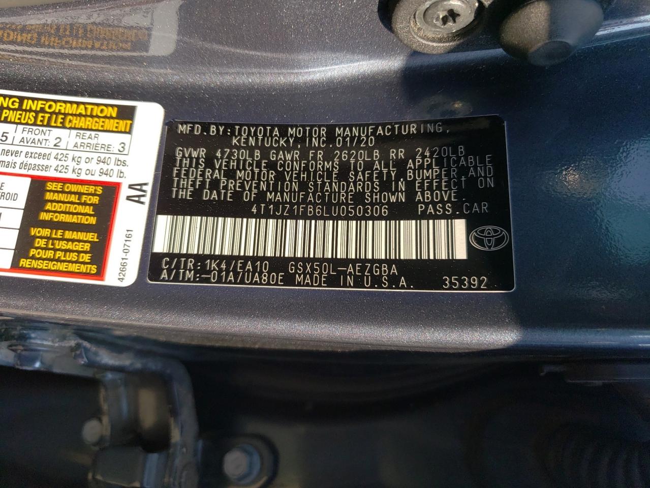 4T1JZ1FB6LU050306 2020 TOYOTA AVALON - Image 12