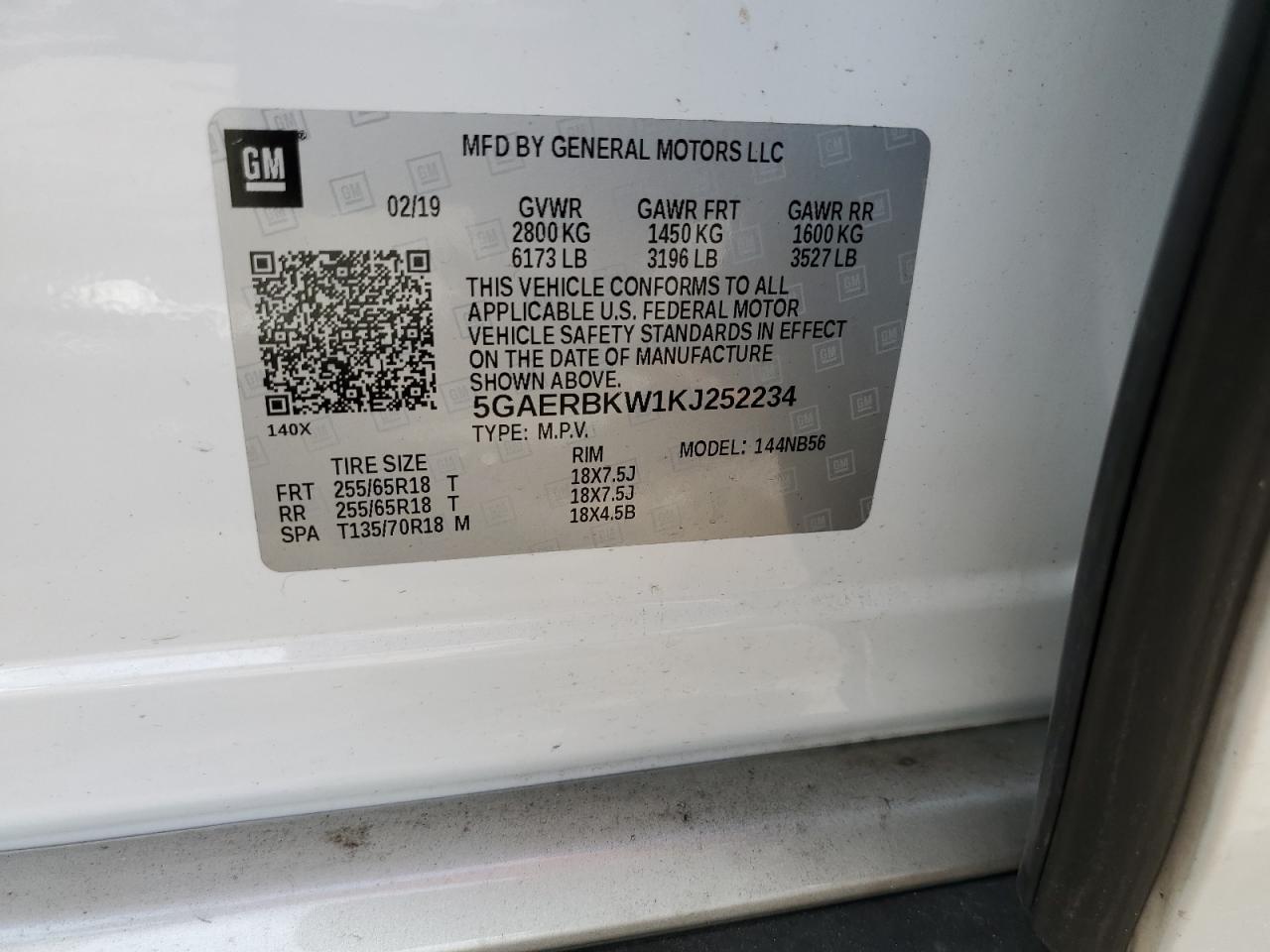 2019 Buick Enclave Essence VIN: 5GAERBKW1KJ252234 Lot: 66336434