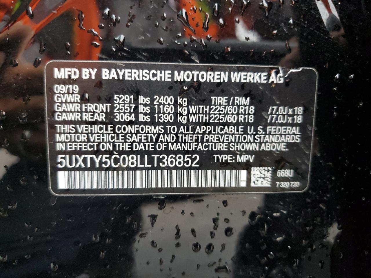 5UXTY5C08LLT36852 2020 BMW X3 xDrive30I